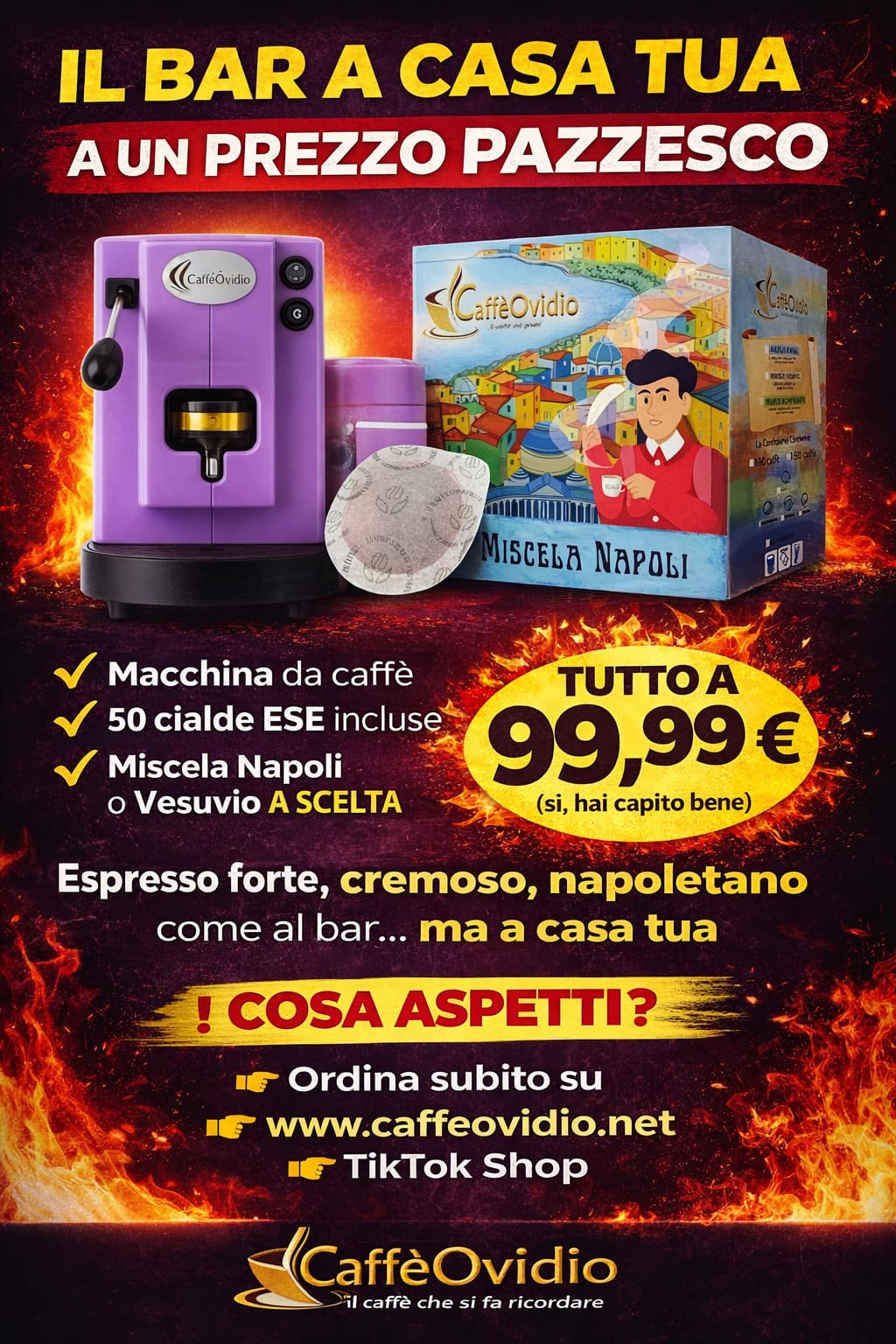 MACCHINA DA CAFFE' Union Group + Box da 50 cialde Caffè Ovidio miscela Vesuvio o miscela NapolI